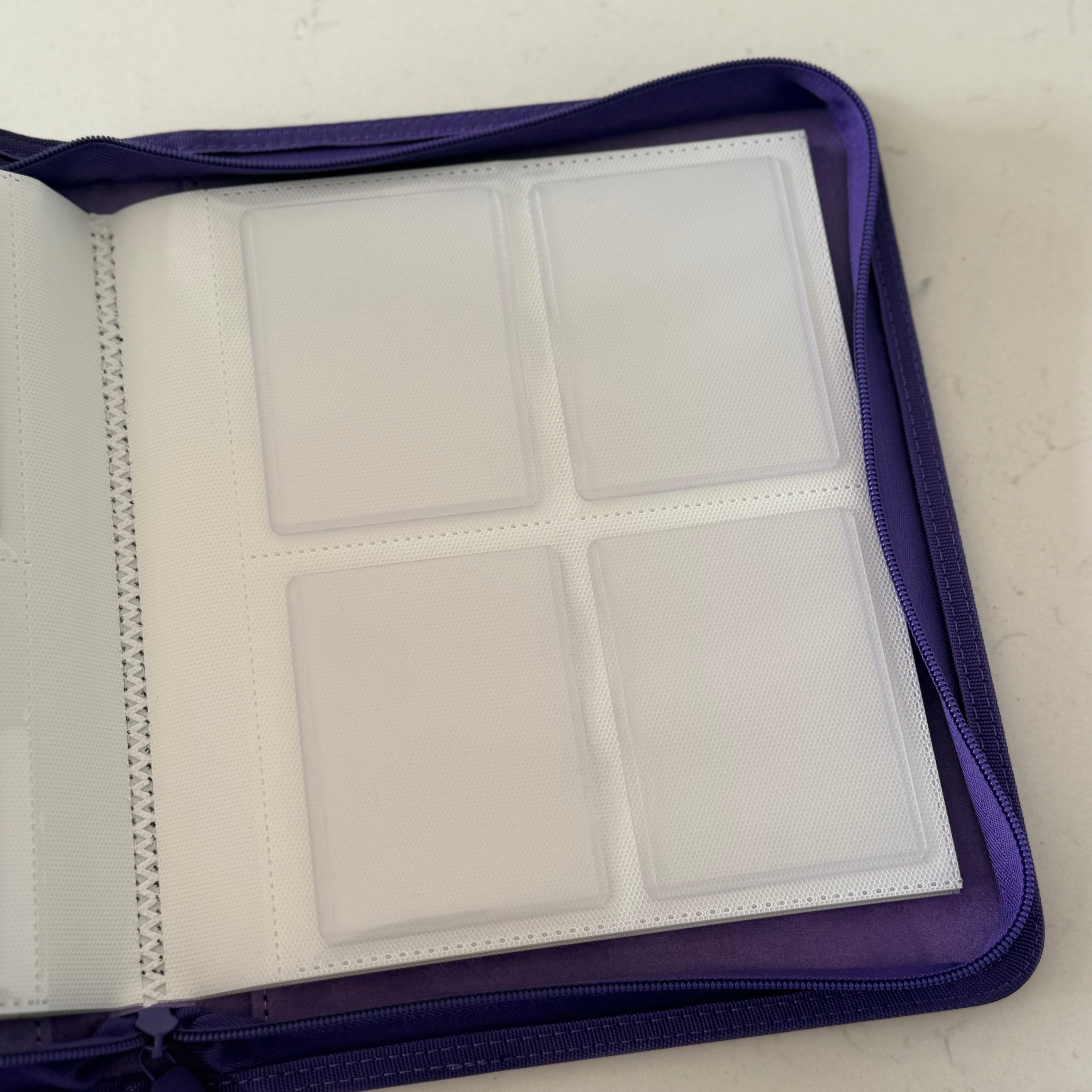 Holdiva purple 4-pocket toploader binder for kpop photocard and tcg with white inner page 